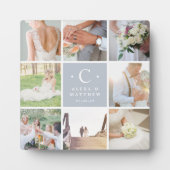 Weddenschap Monogram Foto Collage Fotoplaat (Voorkant)