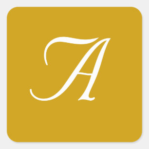 Weddenschap Monogram Gold White Square Stickers