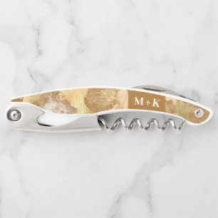 Weddenschap-monogram goudolie-schilderij kurkentrekker