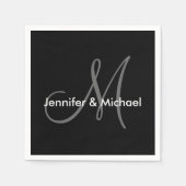 Weddenschap Monogram Names Black White Grey Servetten (Voorkant)
