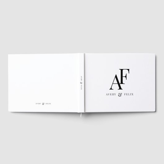Weddenschap Monogram zwart en wit, eenvoudig Gastenboek (Volledig)