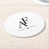 Weddenschap Monogram zwart en wit, eenvoudig Ronde Kartonnen Onderzetter (Gebogen)