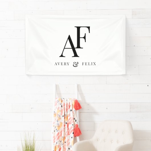 Weddenschap Monogram zwart en wit, eenvoudig Spandoek (Insitu)