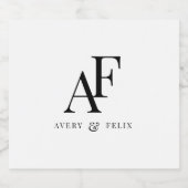 Weddenschap Monogram zwart en wit, eenvoudig Sparkling Wijnetiket (Enkel label)