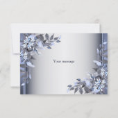 Weddenschap Navy Blue Floral Silver Elegant Bedankkaart (Achterkant)