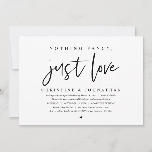 Weddenschap, niets Fancy, gewoon liefde Kaart (Voorkant)