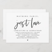 Weddenschap, niets Fancy, gewoon liefde Kaart (Voorkant / Achterkant)