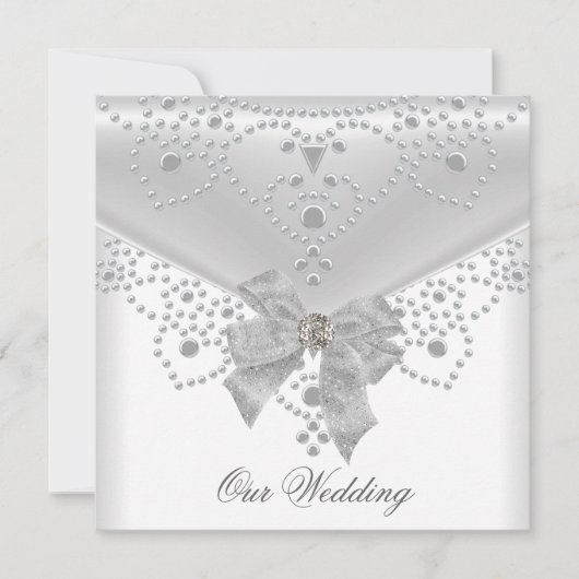 Weddenschap Noite White Silver Overlay Bow Jewel Kaart (Voorkant)