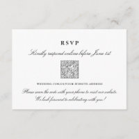 Weddenschap Online RSVP-kaart Elegant QR-code Kaar