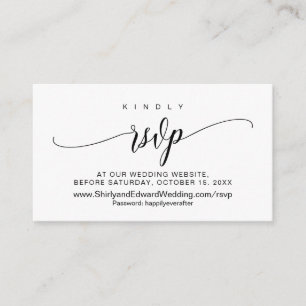 Weddenschap online RSVP, modern zwart script Informatiekaartje