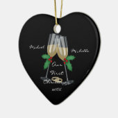 Weddenschap Ons eerste kerstfeest Keramisch Ornament (Links)