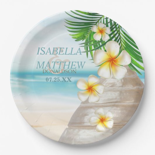 Weddenschap op het strand papieren bordje (Voorkant)