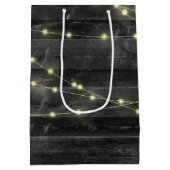 Weddenschap op hout met namen Gemiddelde Gift Bag Medium Cadeauzakje (Achterkant)