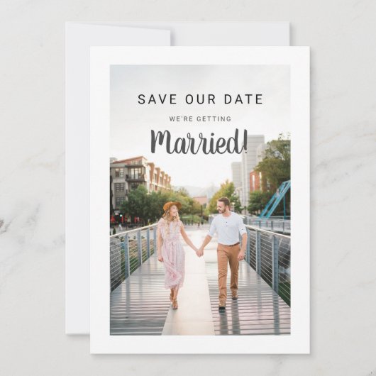 Weddenschap Opslaan Datum 2 Foto achterzijde Eigen Save The Date (Voorkant)