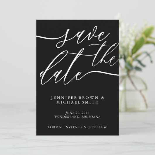 Weddenschap Opslaan Datum Aangepaste fotokalligraf Save The Date (Staand voorkant)