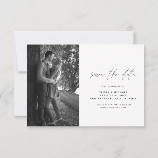 Weddenschap Opslaan Datum handgeschreven fotominim Save The Date (Achterkant)