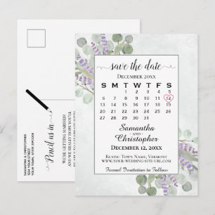 Weddenschap Opslaan Datum kalender Eucalyptus Whit Aankondigingskaart