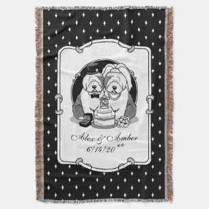 Weddenschap Oude Engelse Sheepdogs Bride Groom Gra Deken