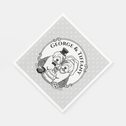 Weddenschap Oude Engelse Sheepdogs Bride Groom Gra Servet (Hoek)