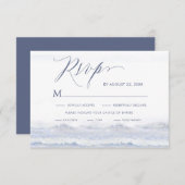 Weddenschap over blauwe en witte oceaanbestemming RSVP kaartje (Voorkant / Achterkant)
