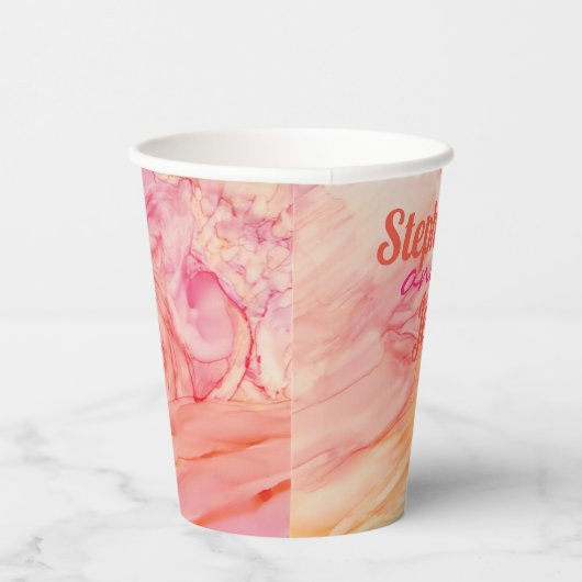 Weddenschap over het bekertje Roze bloemen Papieren Bekers (Rechts)