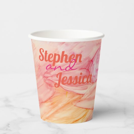 Weddenschap over het bekertje Roze bloemen Papieren Bekers (Voorkant)