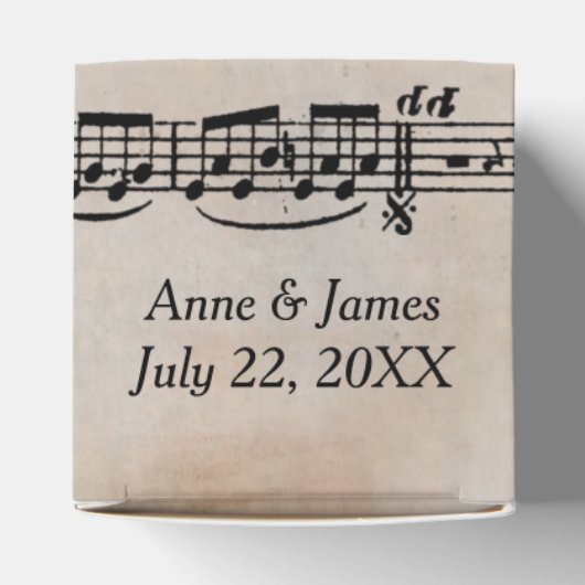 Weddenschap over muziek op  papier bedankdoosjes (Bovenkant)