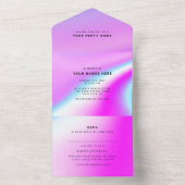 Weddenschap Paarse holografische moderne legant All In One Uitnodiging (Binnen)