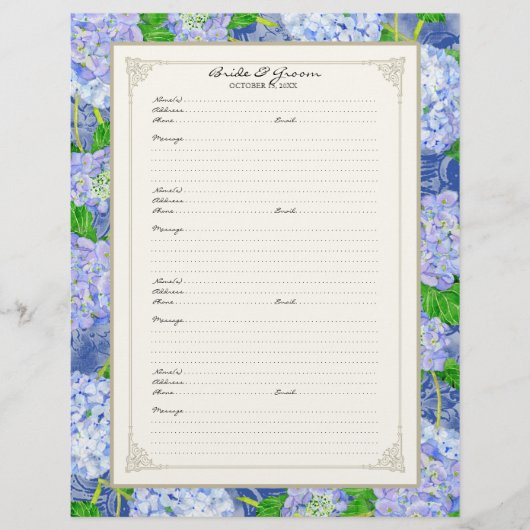 Weddenschap Pagina Blauw Hydrangea Lace Floral Flyer (Voorkant)