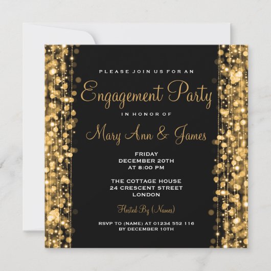 Weddenschap PARTIJ Sparkles Gold Kaart (Voorkant)