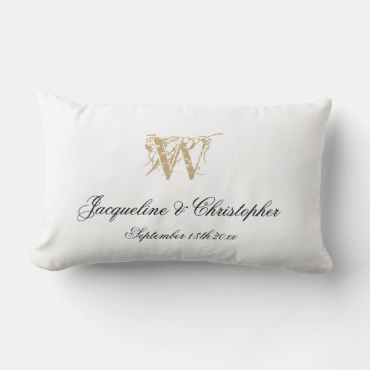 Weddenschap Pas getrouwd Gift White Gold Monogram Kussen (Voorkant)