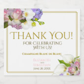 Weddenschap Pastel Flowers Gold en Roze Hartelijk Sparkling Wijnetiket (Enkel label)