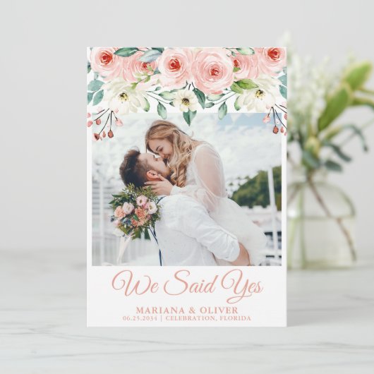 Weddenschap PerzikwitFloral Kaart (Staand voorkant)