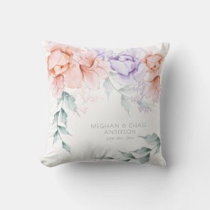 Weddenschap Pillow   Coral Lila Aquarelle Peonies Kussen