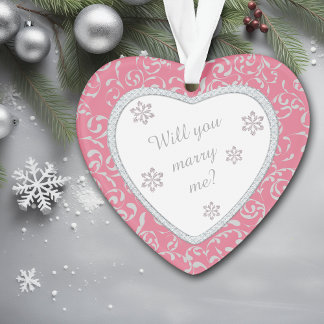 Weddenschap Pink Damask Faux Diamond Ornament