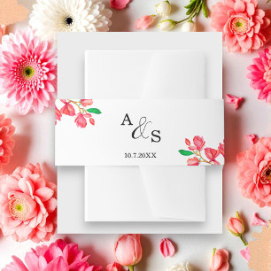 Weddenschap Pink White Floral Invitation Belly Ban Uitnodigingen Wikkel