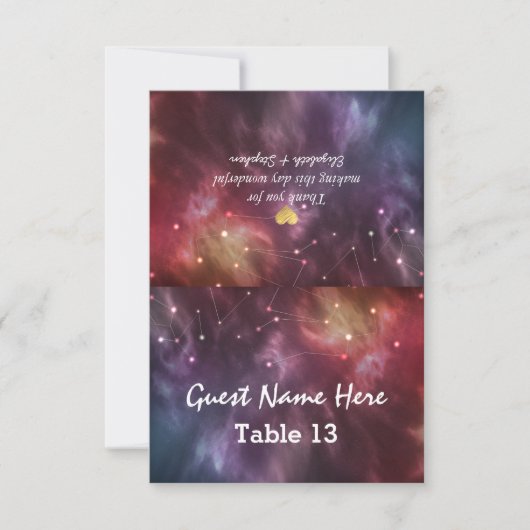 Weddenschap Plaats Escort Kaart Table Number Galax (Voorkant)