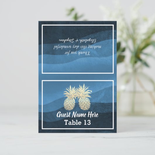 Weddenschap Plaats Escort Table Number Gold Pineap Bedankkaart (Staand voorkant)