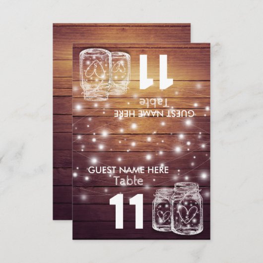 Weddenschap Plaats Tafelnummer Mason Jar Light (Voorkant / Achterkant)