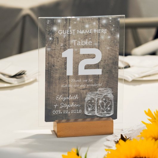 Weddenschap Plaats Tafelnummer Mason Jar Light