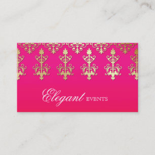 Weddenschap Planner Indian Damask Pink Red Visitekaartje