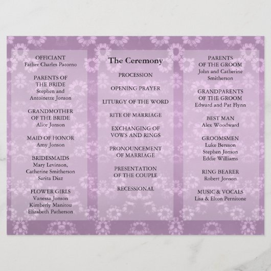 Weddenschap Programma Roze Floral Flyer (Achterkant)