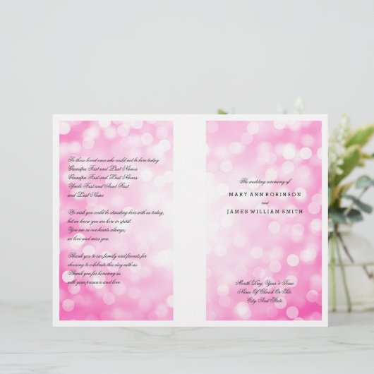 Weddenschap Programma Roze Glitter Lights (Staand voorkant)