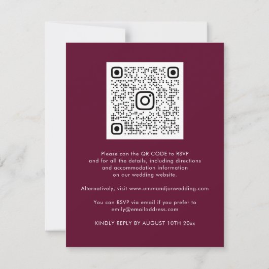 Weddenschap QR Code Burgundy Gold Marble (Achterkant)