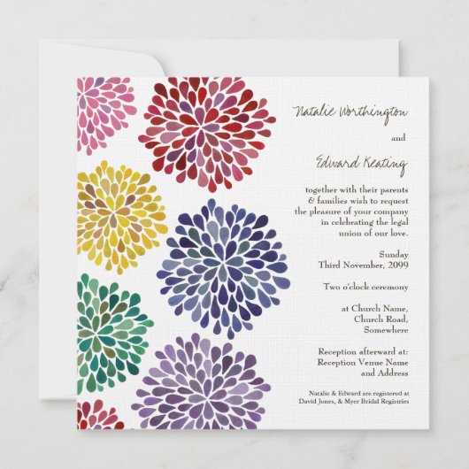 Weddenschap Regenboogbloesems Aangepaste uitnodigi Kaart (Achterkant)