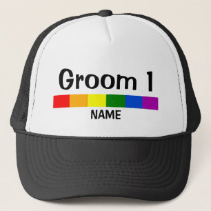 Weddenschap regenboogvlag Banner Groom 1 Trucker Pet