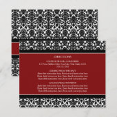 Weddenschap Richtkaarten Red Black Damask Informatiekaartje (Voorkant / Achterkant)