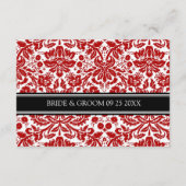 Weddenschap Richtkaarten Red Black Damask Informatiekaartje (Achterkant)