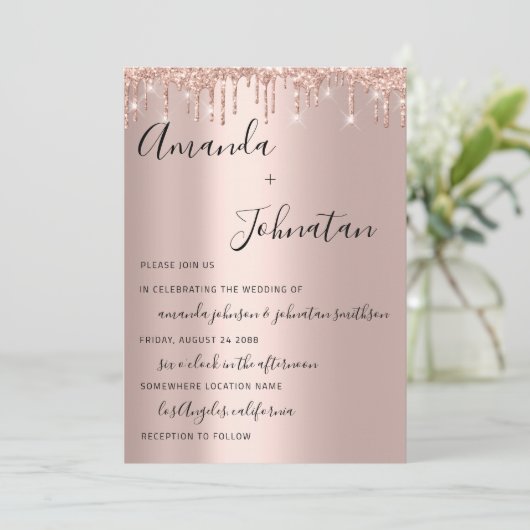 Weddenschap Roos Gold Monogram Drift Black White Kaart (Staand voorkant)