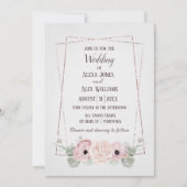 Weddenschap Roze Anemone en Glitter Lijst Kaart (Voorkant)